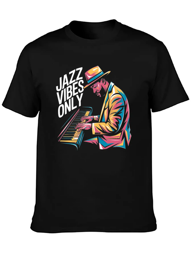 Jazz Vibes Only Piano Art Jazz Lightweight Cotton T-Shirt – Daily Comfort Graphic Shirt
