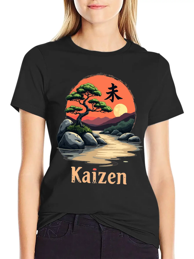 Kaizen Continuous Improvement Lightweight Cotton T-Shirt – Daily Comfort Graphic Shirt