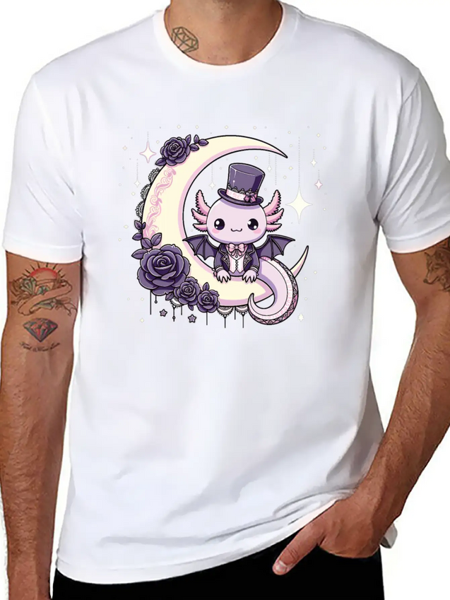 Kawaii Gothic Axolotl Pastel Gothic Goth Lightweight Cotton T-Shirt – Daily Comfort Graphic Shirt