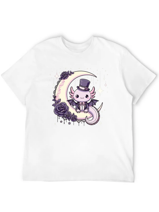 Kawaii Gothic Axolotl Pastel Gothic Goth Lightweight Cotton T-Shirt – Daily Comfort Graphic Shirt