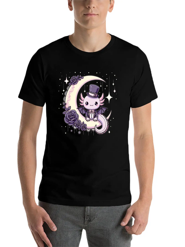 Kawaii Gothic Axolotl Pastel Gothic Goth Lightweight Cotton T-Shirt – Daily Comfort Graphic Shirt