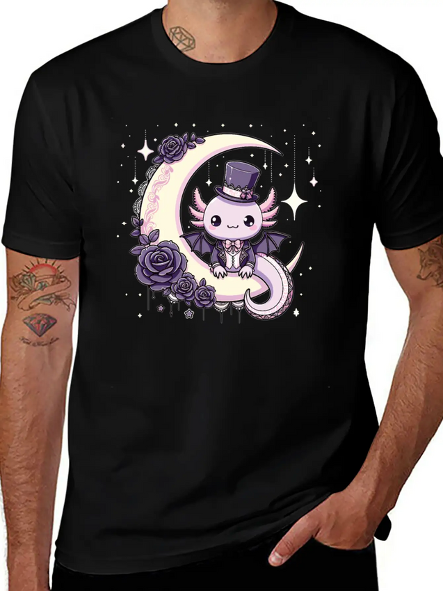 Kawaii Gothic Axolotl Pastel Gothic Goth Lightweight Cotton T-Shirt – Daily Comfort Graphic Shirt