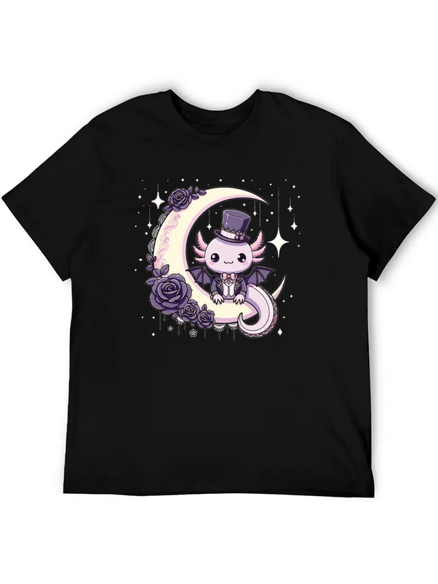 Kawaii Gothic Axolotl Pastel Gothic Goth Lightweight Cotton T-Shirt – Daily Comfort Graphic Shirt