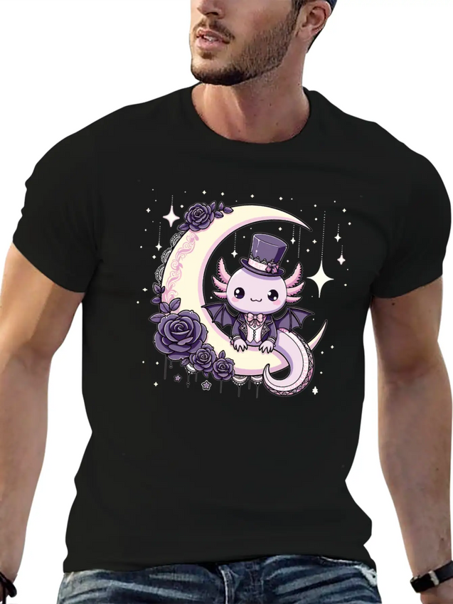 Kawaii Gothic Axolotl Pastel Gothic Goth Lightweight Cotton T-Shirt – Daily Comfort Graphic Shirt
