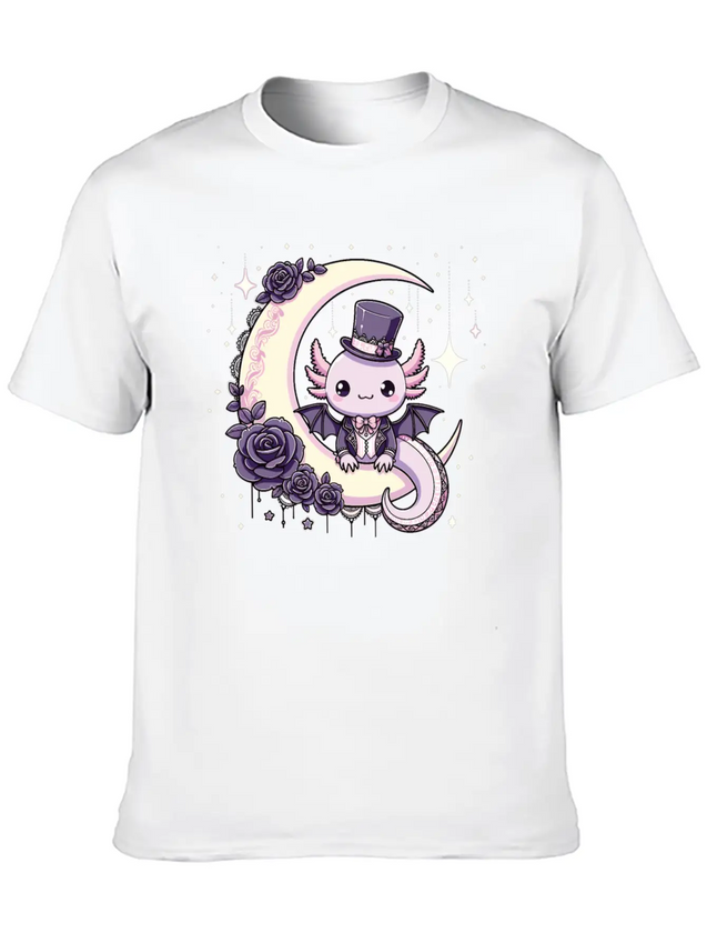 Kawaii Gothic Axolotl Pastel Gothic Goth Lightweight Cotton T-Shirt – Daily Comfort Graphic Shirt