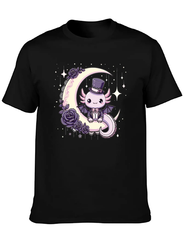 Kawaii Gothic Axolotl Pastel Gothic Goth Lightweight Cotton T-Shirt – Daily Comfort Graphic Shirt