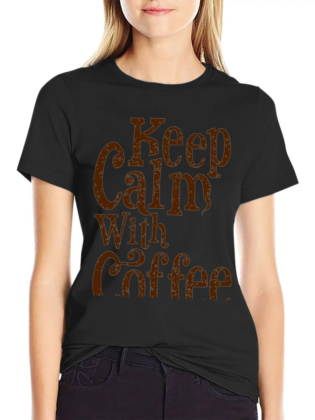 Keep Calm With Coffee Lightweight Cotton T-Shirt – Daily Comfort Graphic Shirt