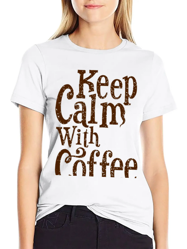 Keep Calm With Coffee Lightweight Cotton T-Shirt – Daily Comfort Graphic Shirt