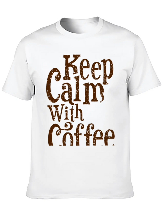 Keep Calm With Coffee Lightweight Cotton T-Shirt – Daily Comfort Graphic Shirt
