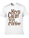 Keep Calm With Coffee Lightweight Cotton T-Shirt – Daily Comfort Graphic Shirt