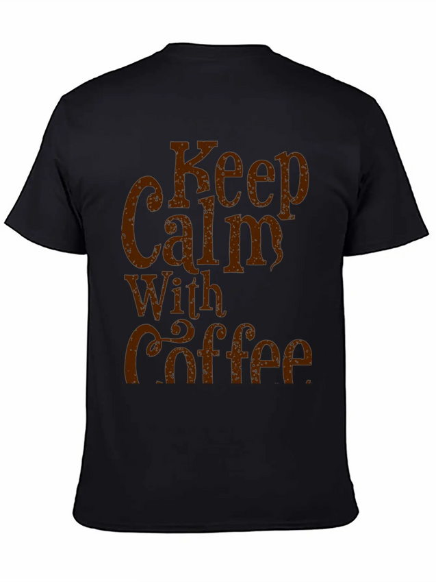 Keep Calm With Coffee Lightweight Cotton T-Shirt – Daily Comfort Graphic Shirt