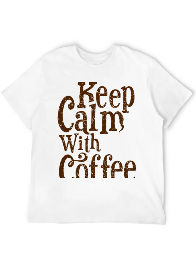 Keep Calm With Coffee Lightweight Cotton T-Shirt – Daily Comfort Graphic Shirt