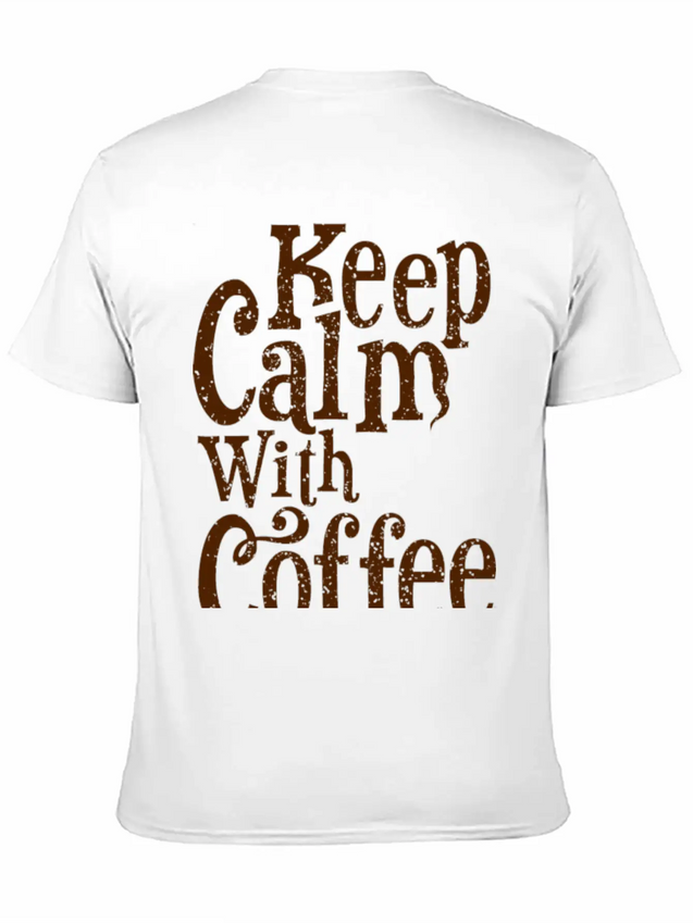 Keep Calm With Coffee Lightweight Cotton T-Shirt – Daily Comfort Graphic Shirt