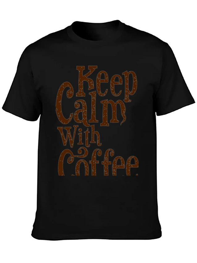 Keep Calm With Coffee Lightweight Cotton T-Shirt – Daily Comfort Graphic Shirt