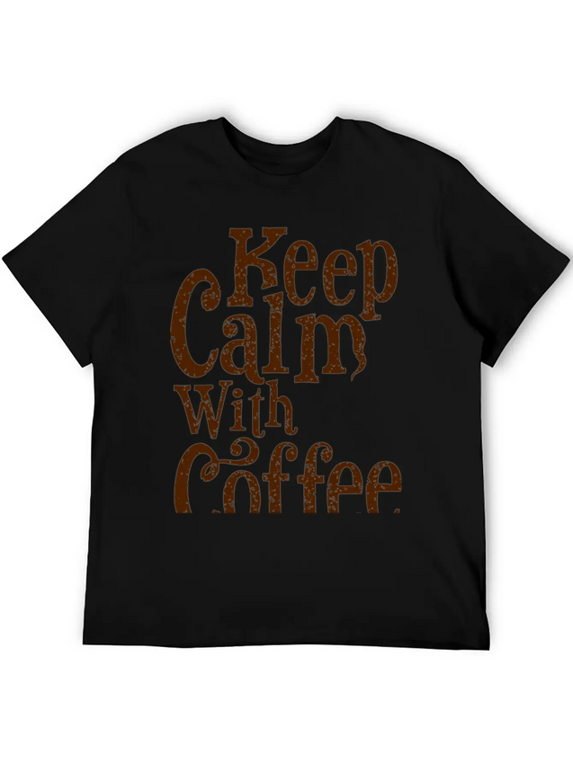 Keep Calm With Coffee Lightweight Cotton T-Shirt – Daily Comfort Graphic Shirt
