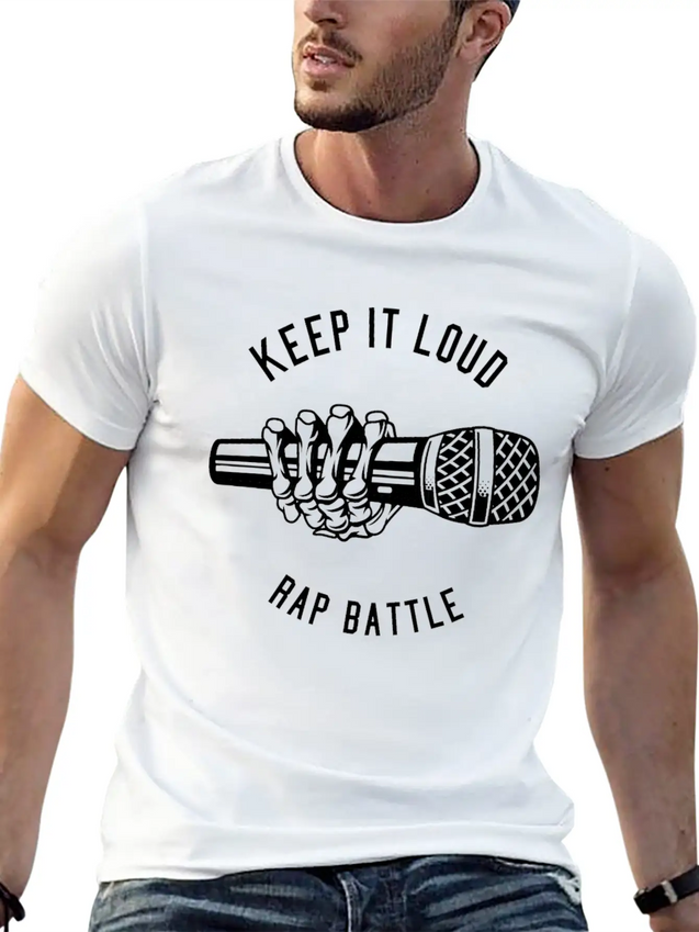 Keep It Loud Rap Battle, Rapper, Music, Microphone Lightweight Cotton T-Shirt – Daily Comfort Graphic Shirt