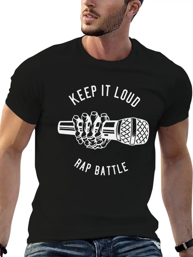 Keep It Loud Rap Battle, Rapper, Music, Microphone Lightweight Cotton T-Shirt – Daily Comfort Graphic Shirt