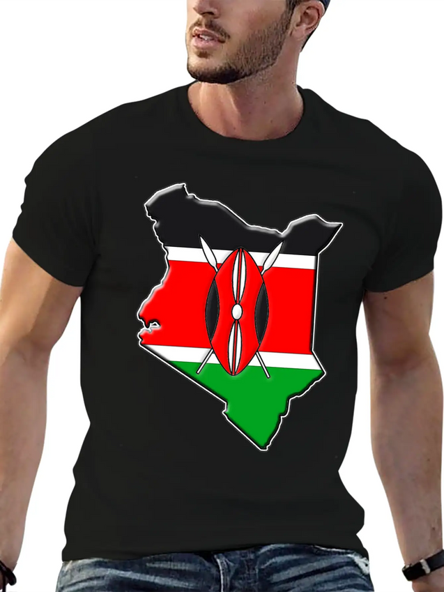 Kenya Flag Map Lightweight Cotton T-Shirt – Daily Comfort Graphic Shirt