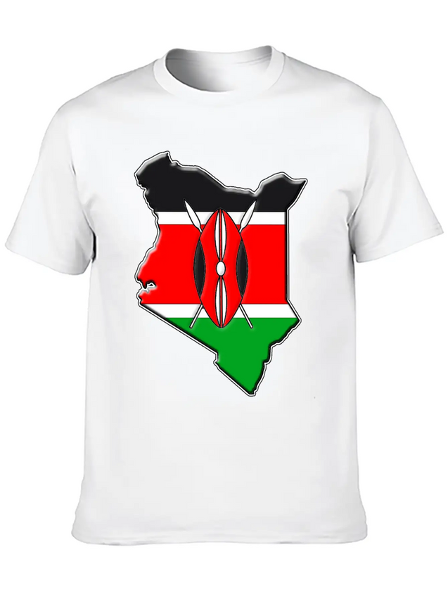 Kenya Flag Map Lightweight Cotton T-Shirt – Daily Comfort Graphic Shirt