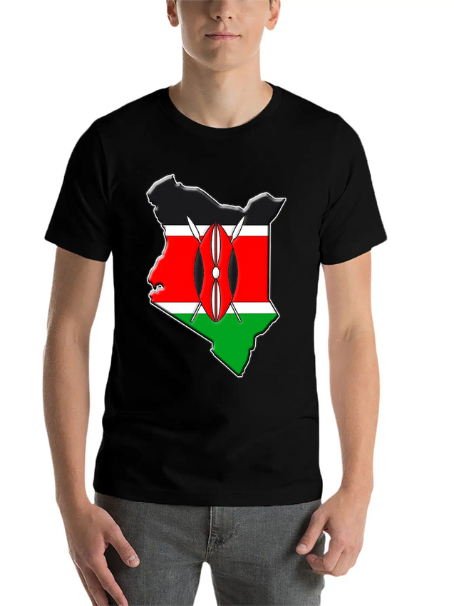 Kenya Flag Map Lightweight Cotton T-Shirt – Daily Comfort Graphic Shirt