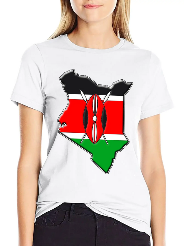 Kenya Flag Map Lightweight Cotton T-Shirt – Daily Comfort Graphic Shirt