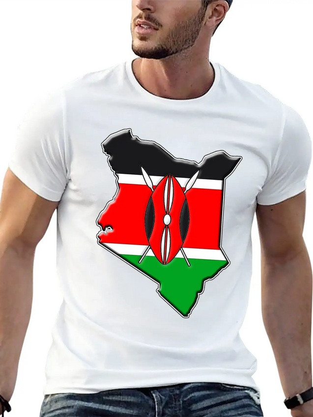 Kenya Flag Map Lightweight Cotton T-Shirt – Daily Comfort Graphic Shirt