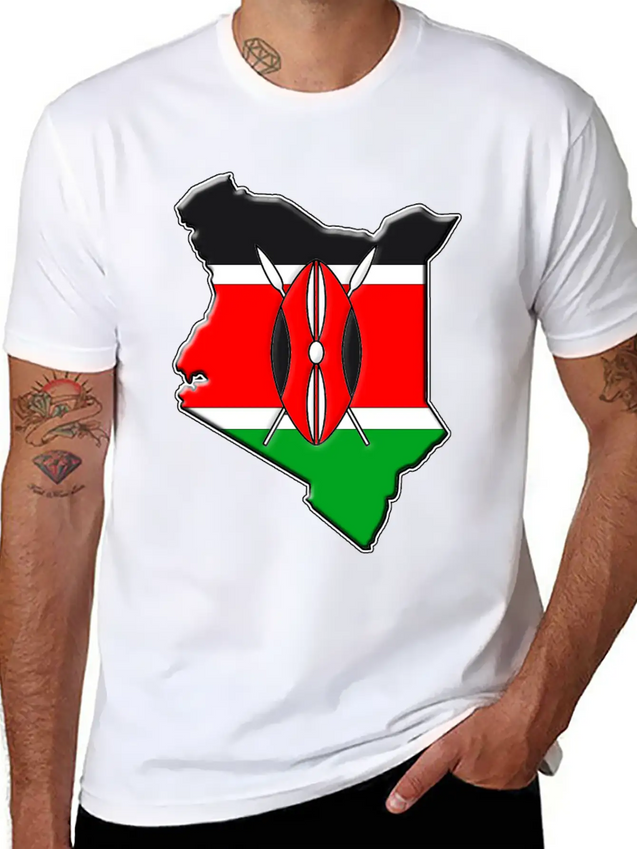 Kenya Flag Map Lightweight Cotton T-Shirt – Daily Comfort Graphic Shirt