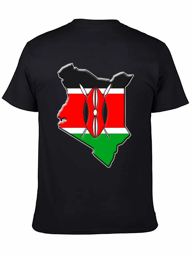 Kenya Flag Map Lightweight Cotton T-Shirt – Daily Comfort Graphic Shirt