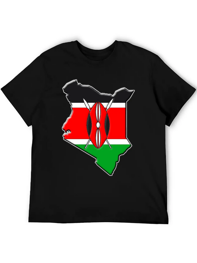 Kenya Flag Map Lightweight Cotton T-Shirt – Daily Comfort Graphic Shirt
