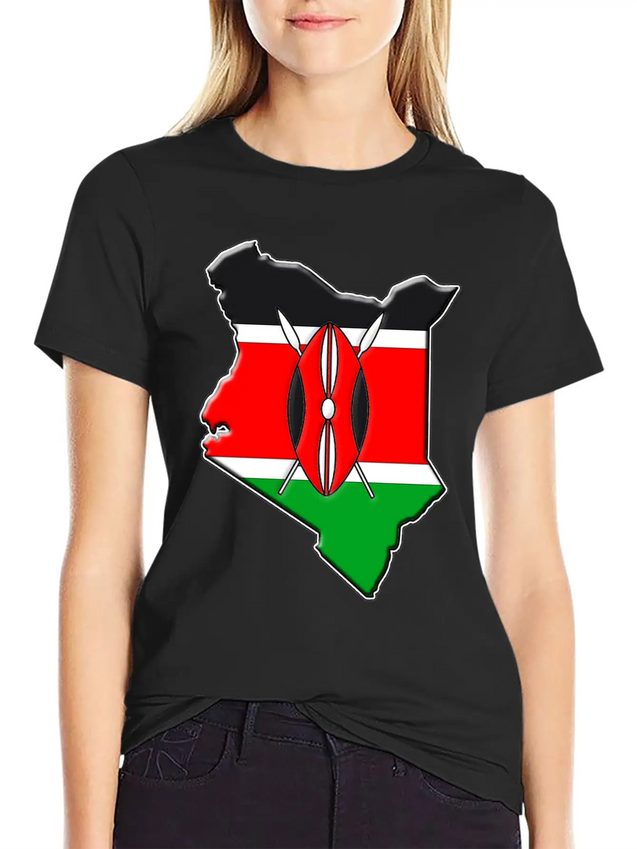 Kenya Flag Map Lightweight Cotton T-Shirt – Daily Comfort Graphic Shirt