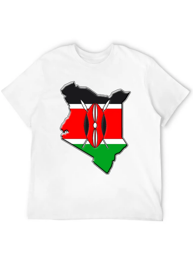 Kenya Flag Map Lightweight Cotton T-Shirt – Daily Comfort Graphic Shirt