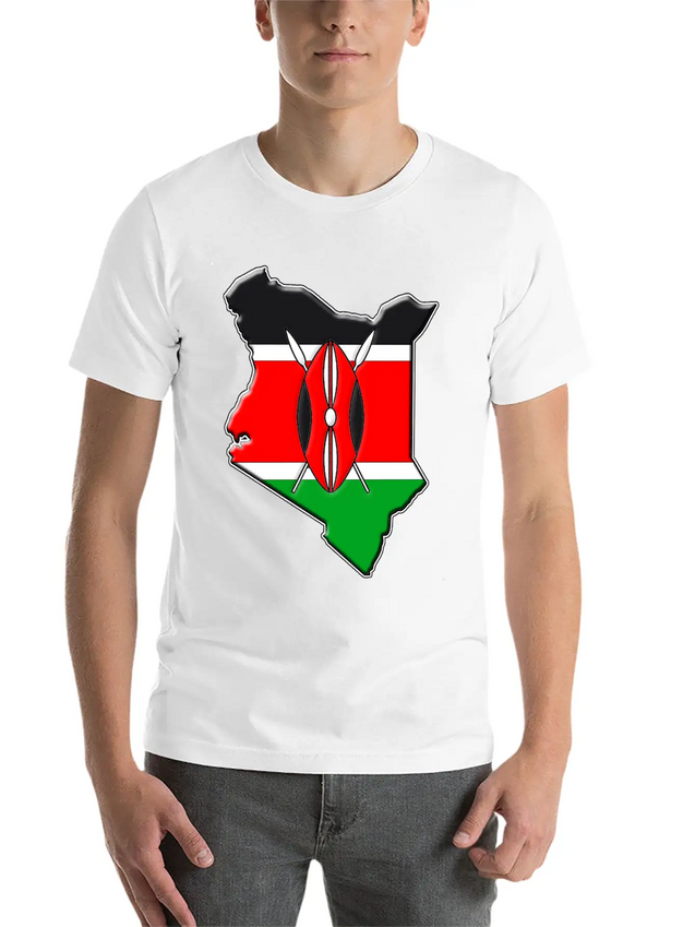 Kenya Flag Map Lightweight Cotton T-Shirt – Daily Comfort Graphic Shirt