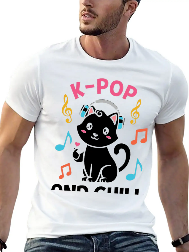 Kpop And Chill K Pop Music, Korean Pop Music Lightweight Cotton T-Shirt – Daily Comfort Graphic Shirt