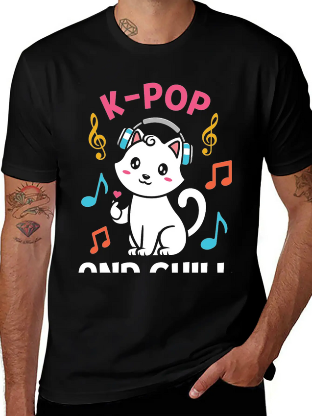 Kpop And Chill K Pop Music, Korean Pop Music Lightweight Cotton T-Shirt – Daily Comfort Graphic Shirt