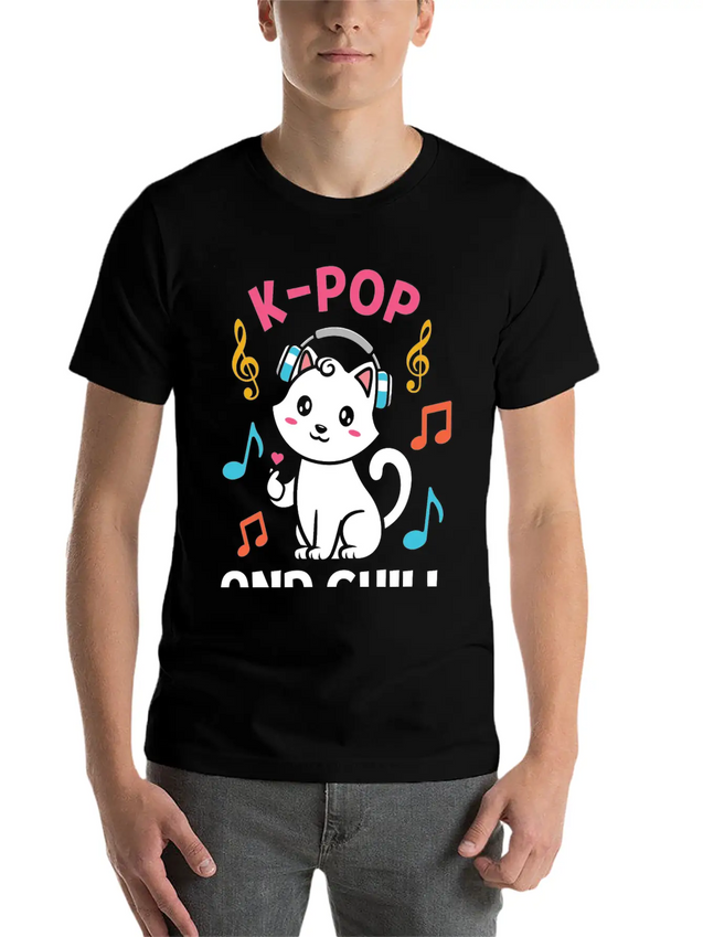Kpop And Chill K Pop Music, Korean Pop Music Lightweight Cotton T-Shirt – Daily Comfort Graphic Shirt