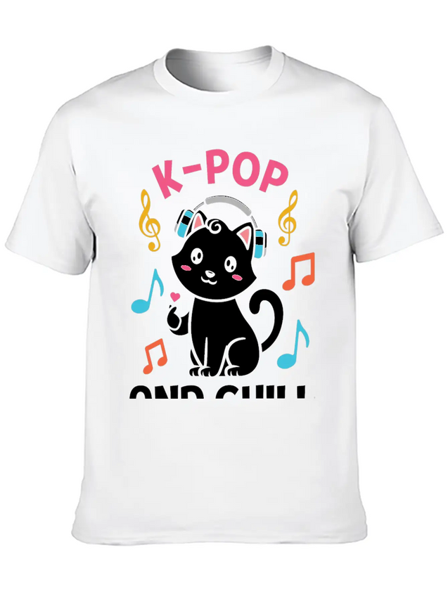 Kpop And Chill K Pop Music, Korean Pop Music Lightweight Cotton T-Shirt – Daily Comfort Graphic Shirt