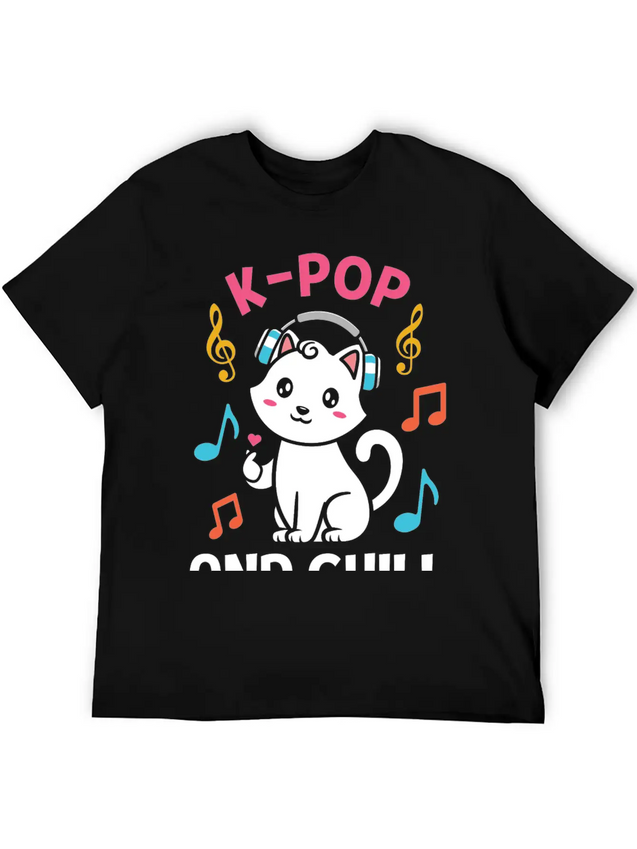 Kpop And Chill K Pop Music, Korean Pop Music Lightweight Cotton T-Shirt – Daily Comfort Graphic Shirt
