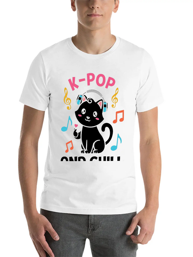 Kpop And Chill K Pop Music, Korean Pop Music Lightweight Cotton T-Shirt – Daily Comfort Graphic Shirt