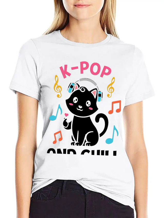 Kpop And Chill K Pop Music, Korean Pop Music Lightweight Cotton T-Shirt – Daily Comfort Graphic Shirt