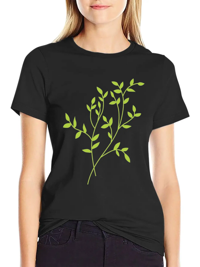 Leaves Lightweight Cotton T-Shirt – Daily Comfort Graphic Shirt