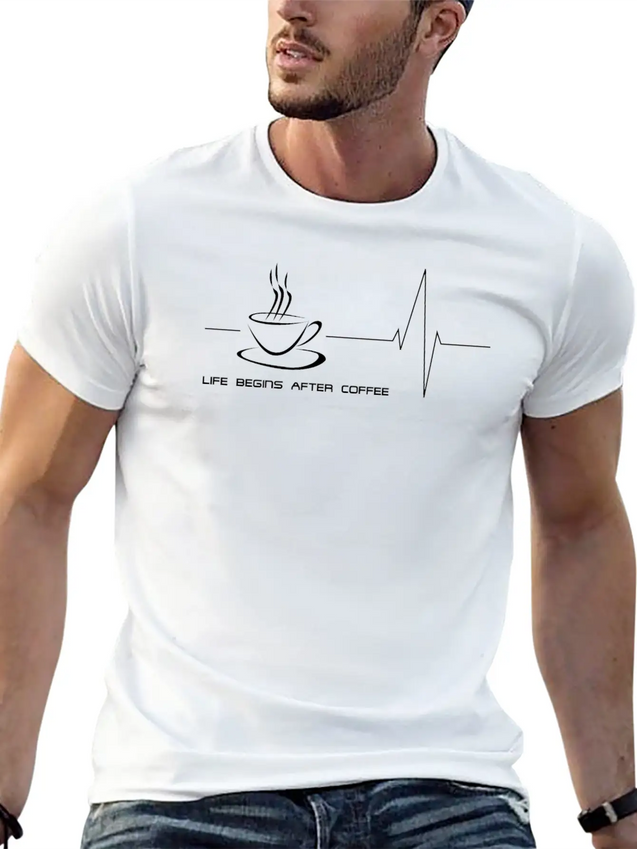 Life Begins After Coffee - Black Lightweight Cotton T-Shirt – Daily Comfort Graphic Shirt