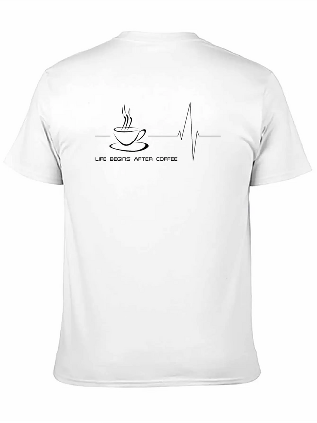 Life Begins After Coffee - Black Lightweight Cotton T-Shirt – Daily Comfort Graphic Shirt