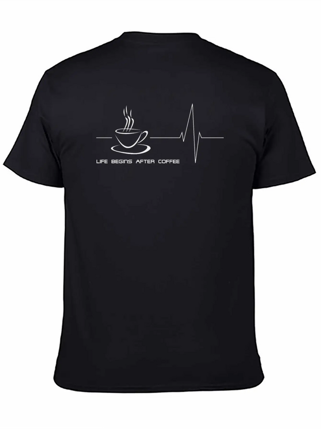 Life Begins After Coffee - Black Lightweight Cotton T-Shirt – Daily Comfort Graphic Shirt