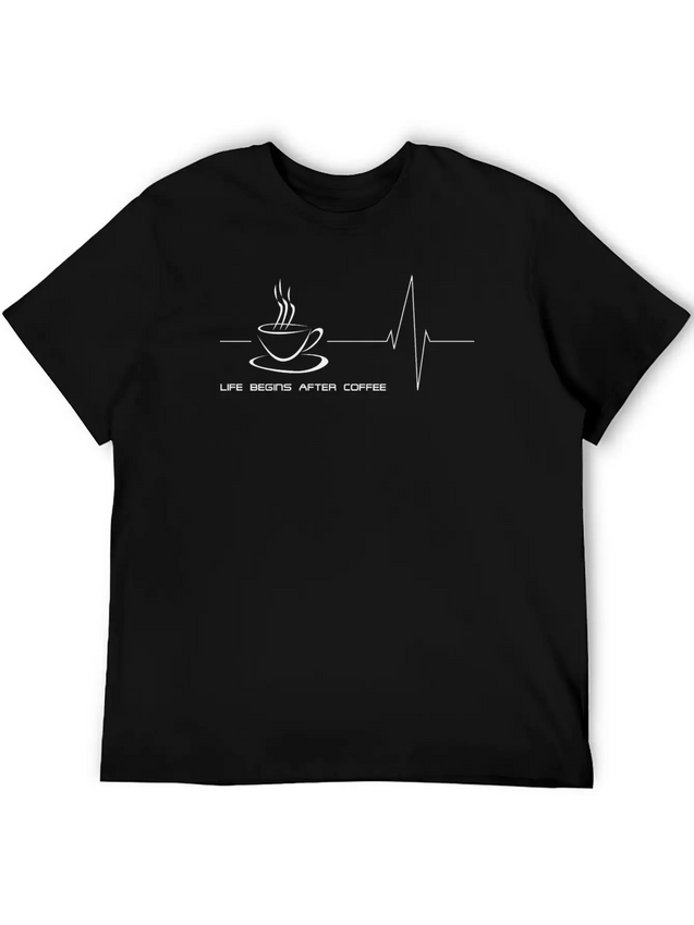 Life Begins After Coffee - Black Lightweight Cotton T-Shirt – Daily Comfort Graphic Shirt