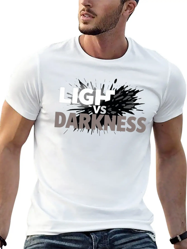 Light Vs Darkness Lightweight Cotton T-Shirt – Daily Comfort Graphic Shirt