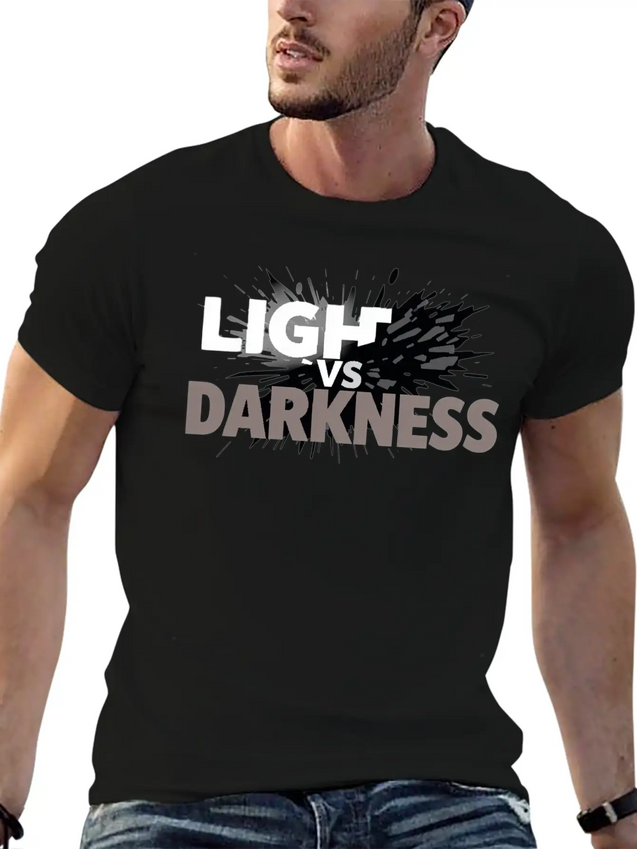 Light Vs Darkness Lightweight Cotton T-Shirt – Daily Comfort Graphic Shirt