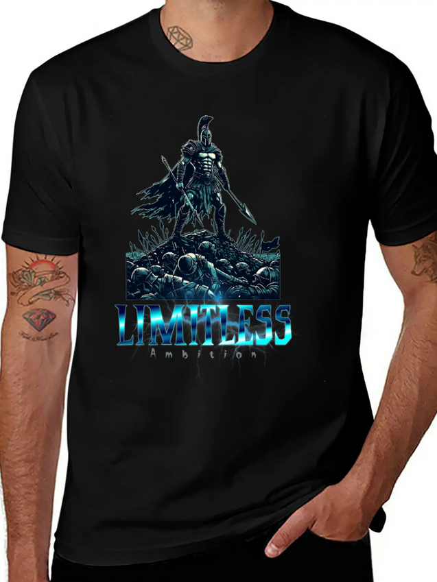Limitless Ambition Spartan Gladiator Warrior Lightweight Cotton T-Shirt – Daily Comfort Graphic Shirt