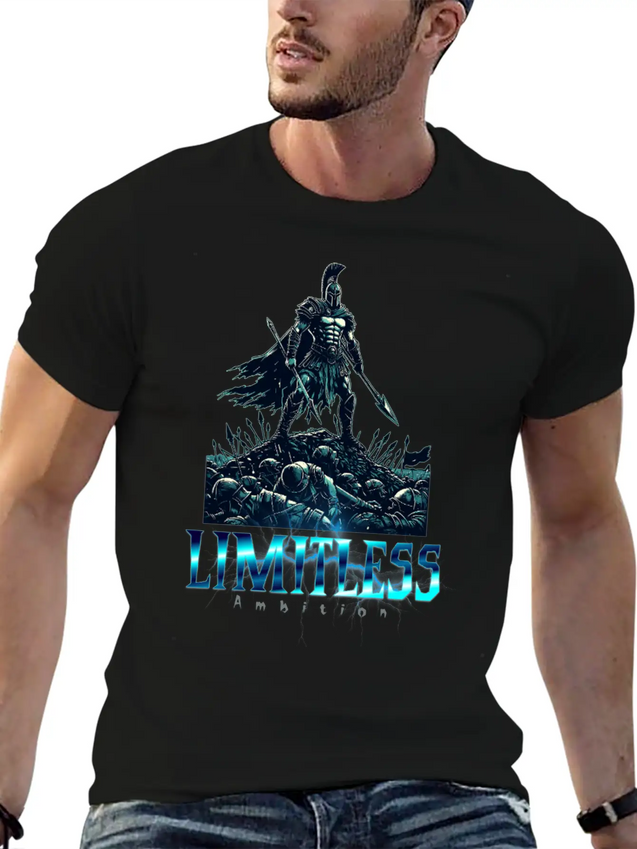 Limitless Ambition Spartan Gladiator Warrior Lightweight Cotton T-Shirt – Daily Comfort Graphic Shirt