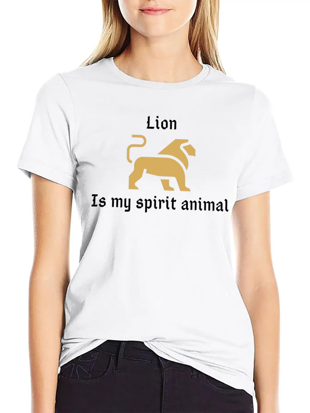 Lion Is My Spirit Animal Lightweight Cotton T-Shirt – Daily Comfort Graphic Shirt