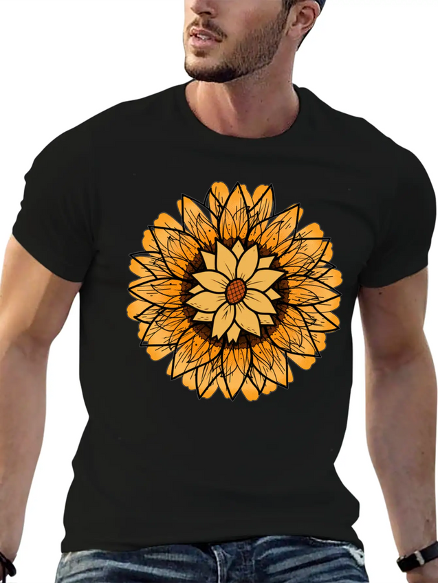 Little Aesthetic Sunflower Lightweight Cotton T-Shirt – Daily Comfort Graphic Shirt